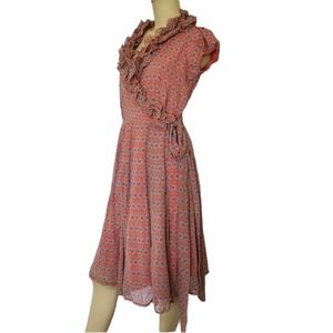 DOWNEAST Wrap Ruffled Dress Small